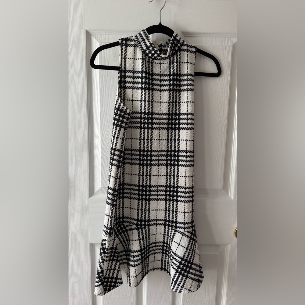 Aqua Plaid Ruffle Dress sleeveless
Size: Medium